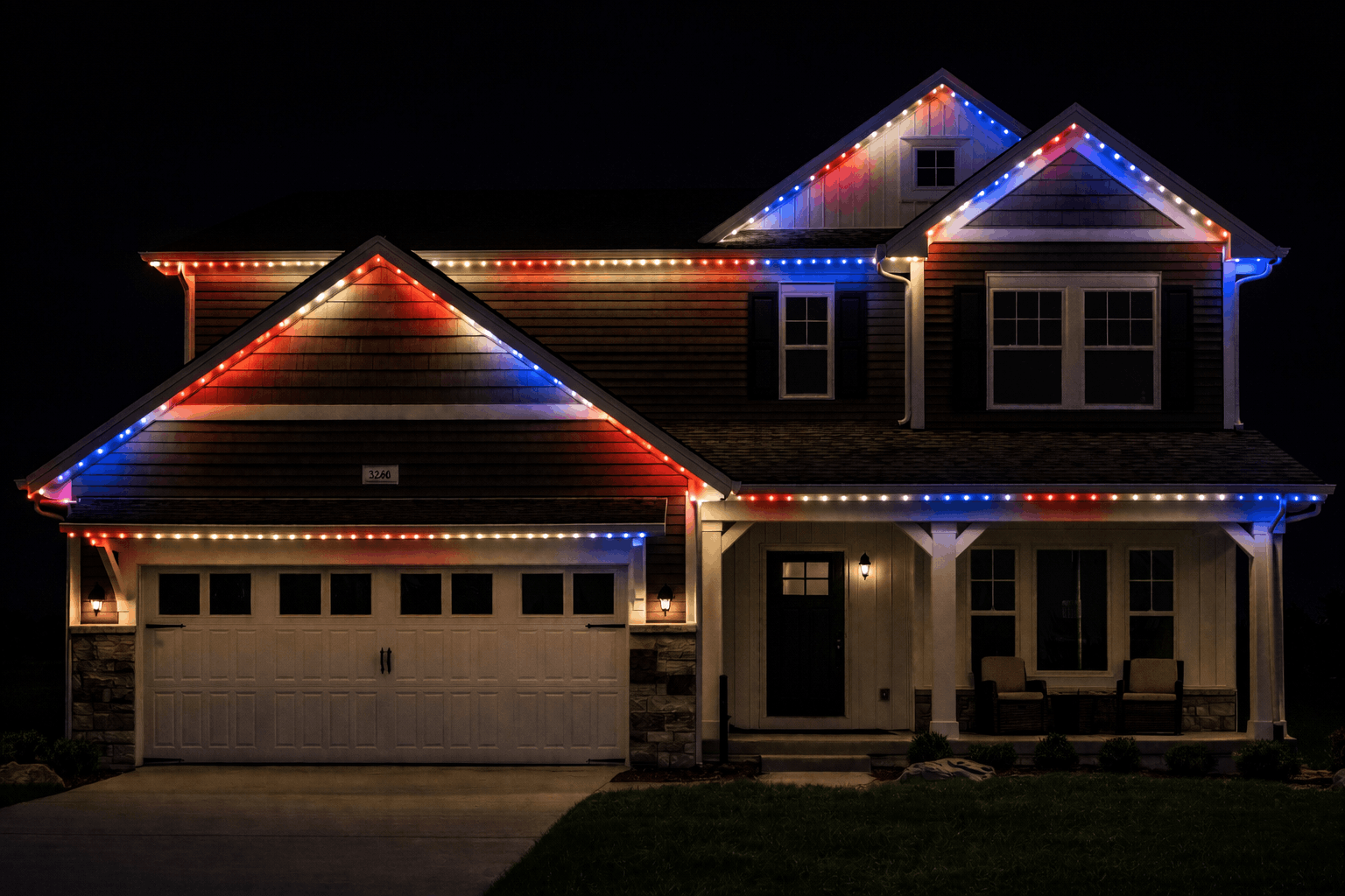 white permanant outdoor lighting