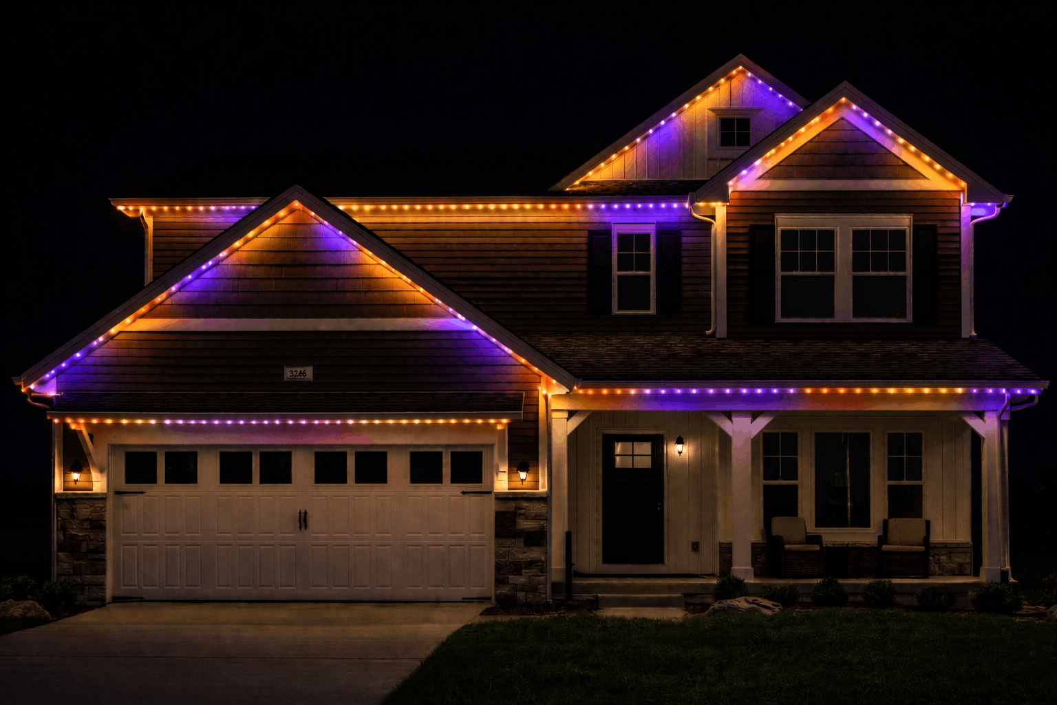 white permanant outdoor lighting