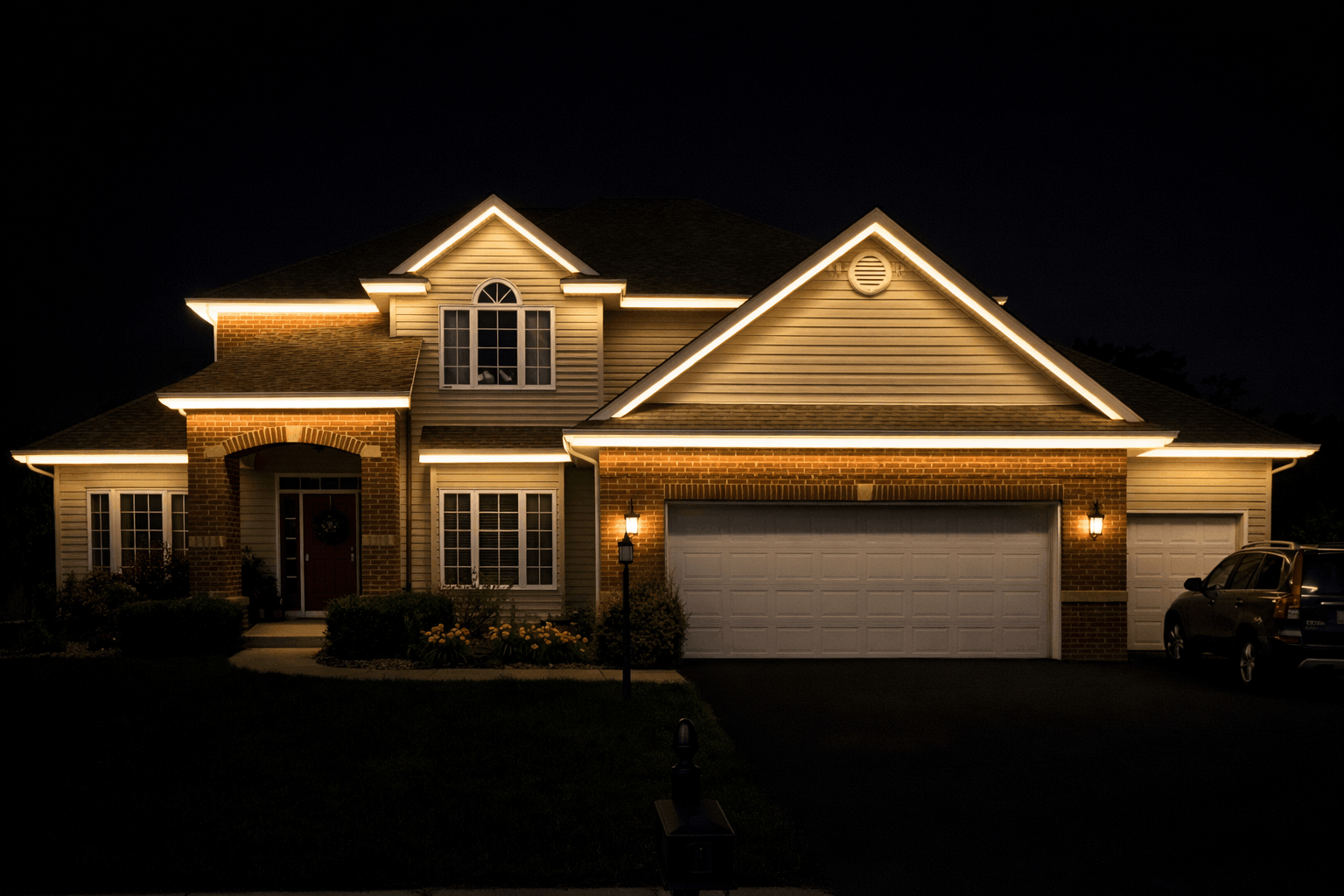 white permanant outdoor lighting