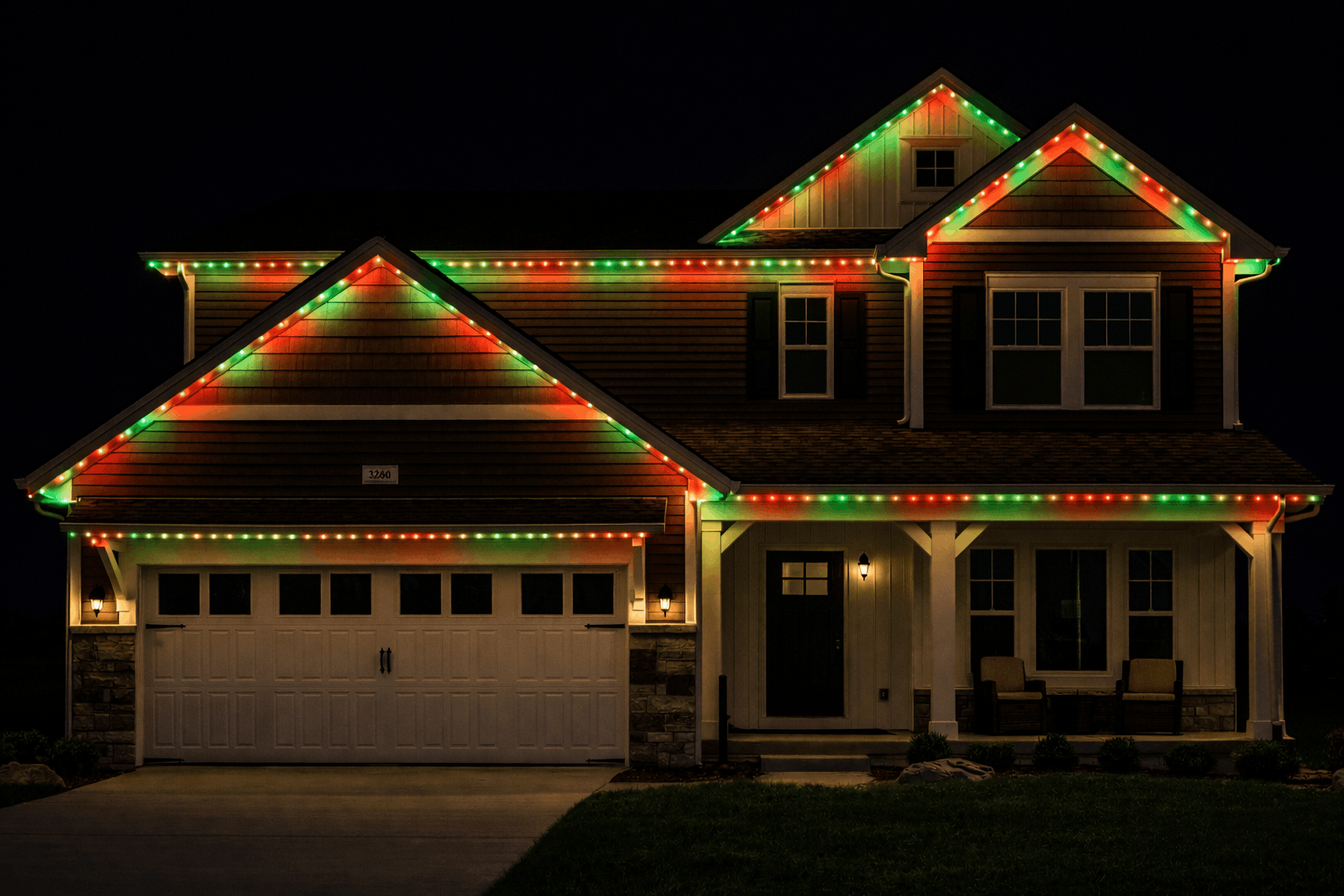 white permanant outdoor lighting