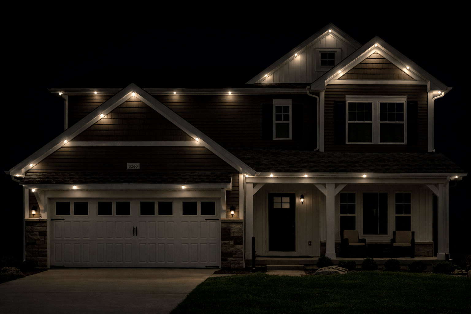 white permanant outdoor lighting