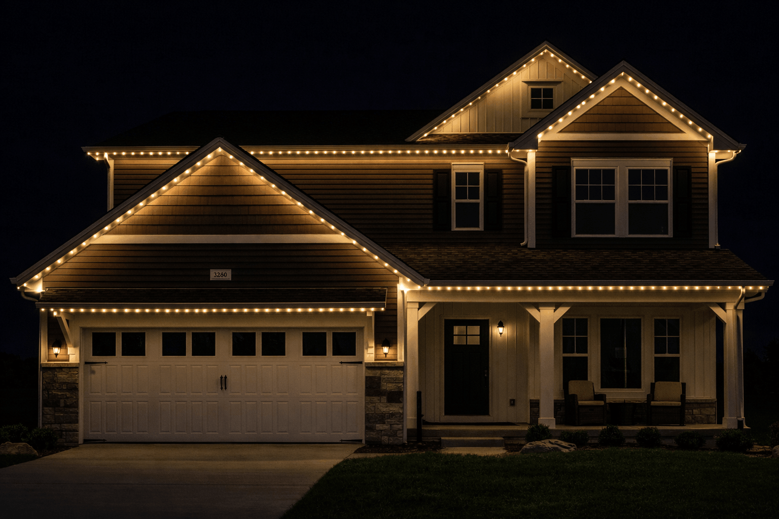 white permanant outdoor lighting