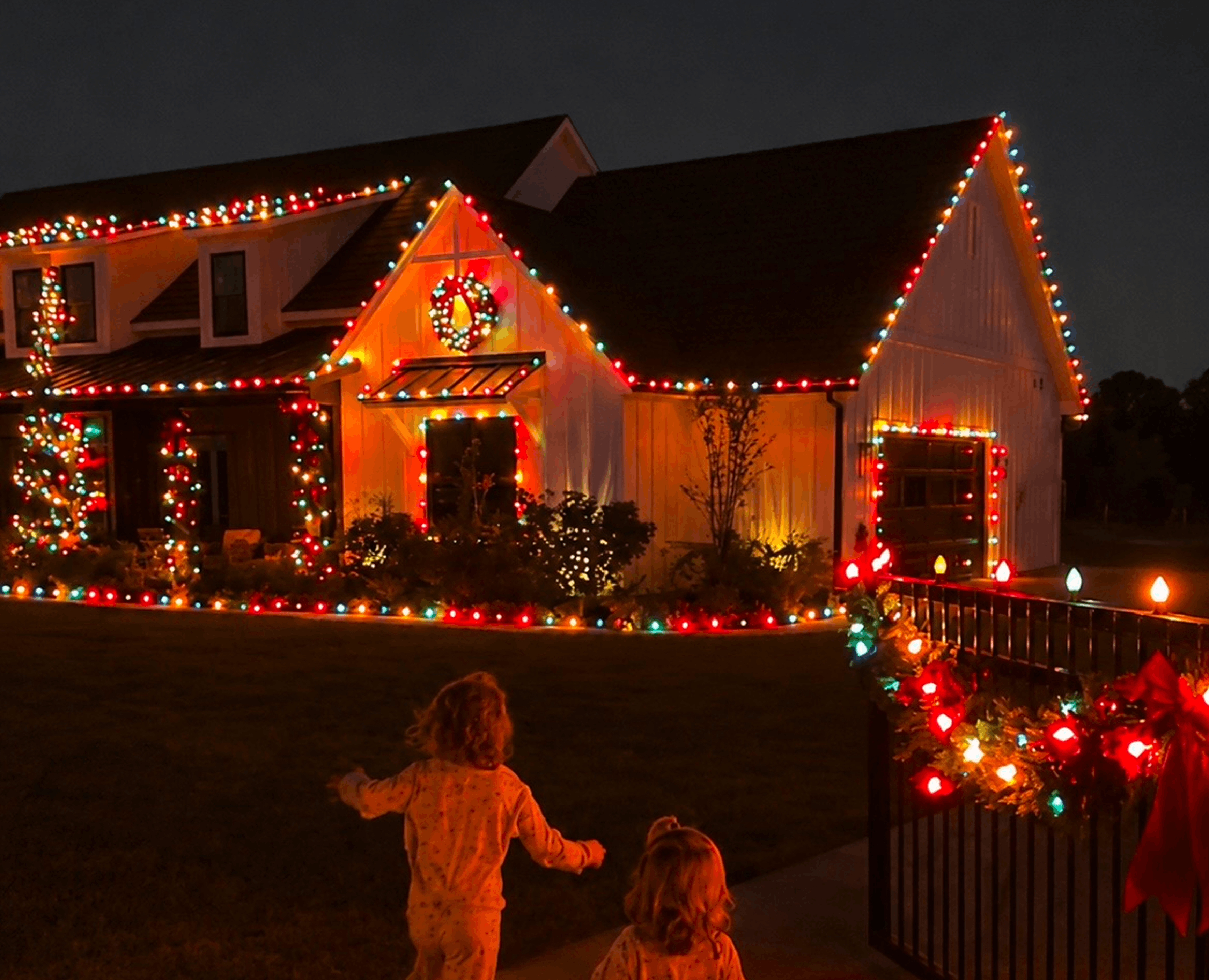 Multi-color Christmas light display